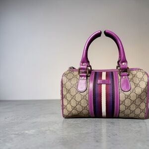 Gucci Monogram Vintage Web Small Boston bag